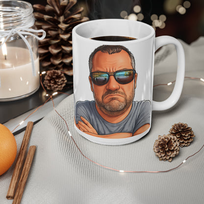 Ceramic Mug – Grumpy Guy Illustration Coffee Cup (11oz & 15oz)