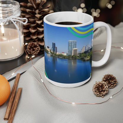 Orlando Lake Eola City Skyline Coffee Mug — Scenic Waterfront 11oz & 15oz Ceramic Cups