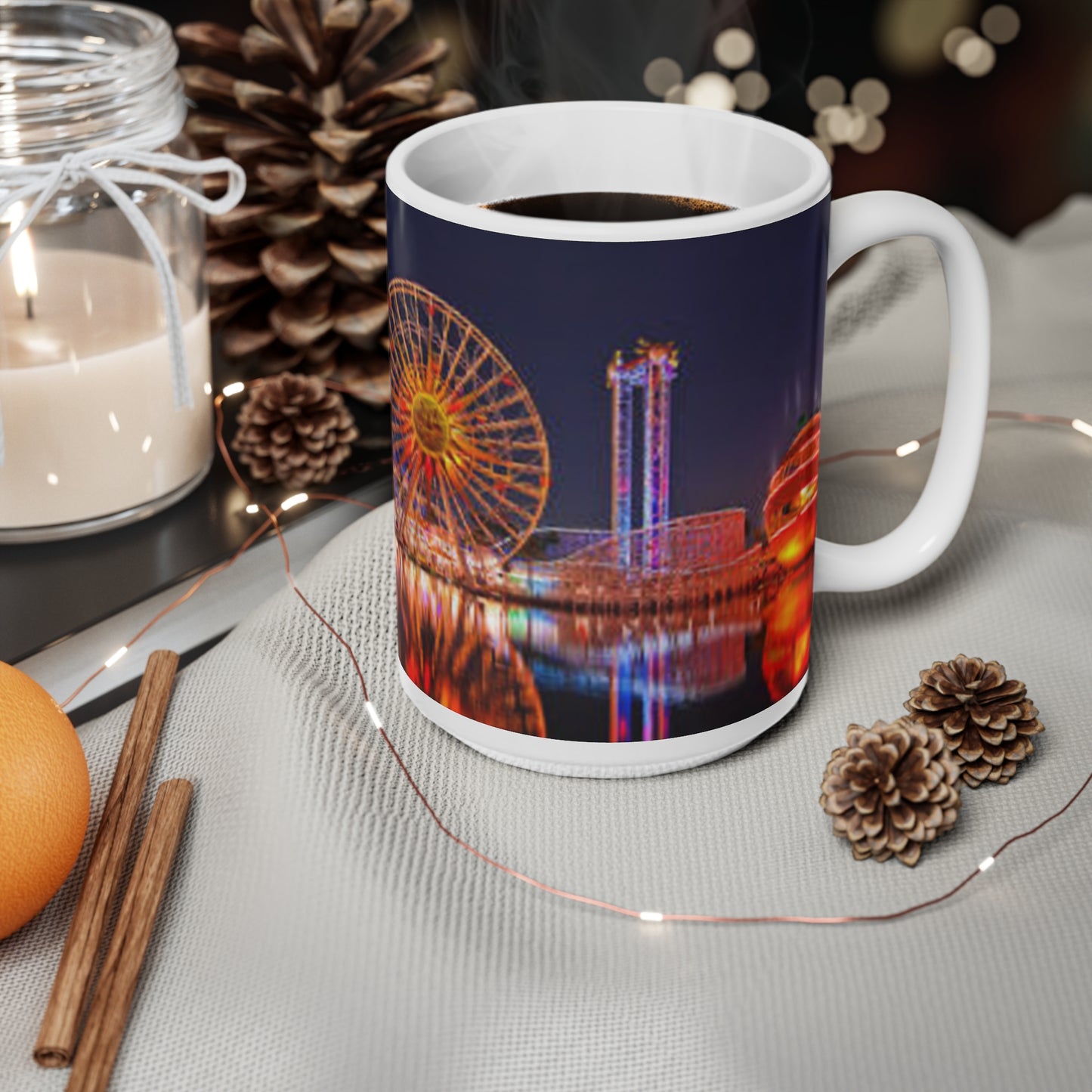 Ferris Wheel Nightscape Mug — Scenic Amusement Park Coffee Cup (11oz & 15oz)