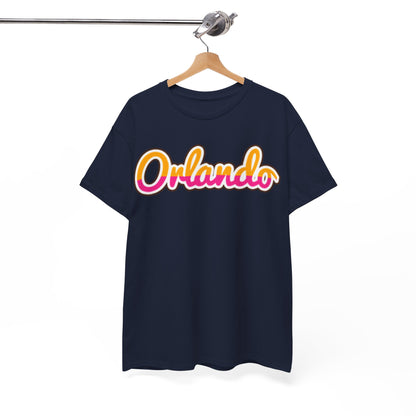 Orlando Retro Script Tee — Vintage Sunset City Souvenir Shirt