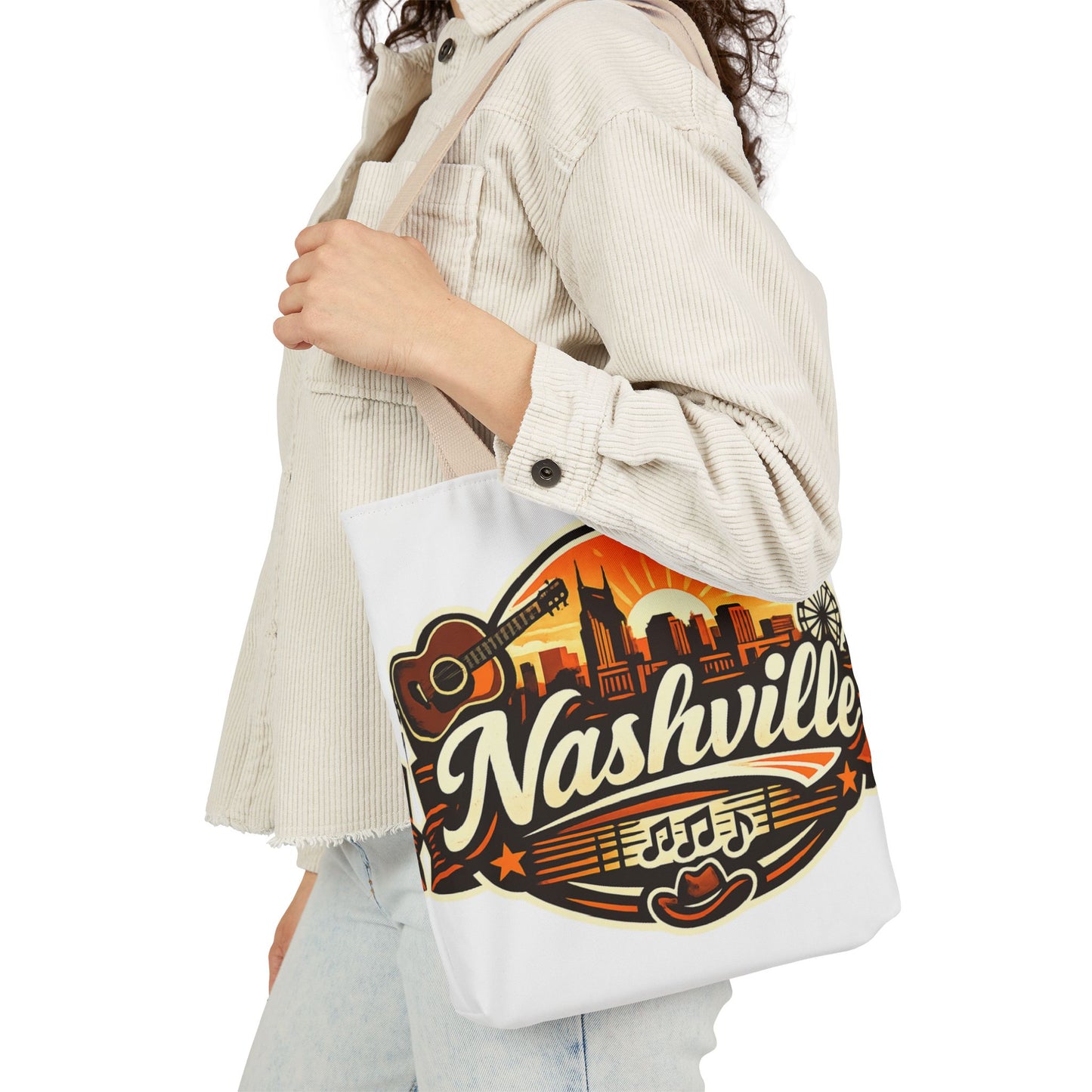 Nashville Sunset Tote Bag — Country Music Skyline Canvas Tote