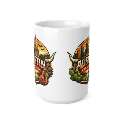 Austin Texas Coffee Mug — Vintage Capitol & Guitar Ceramic Mug (11oz/15oz)