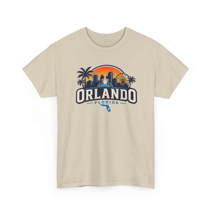 Orlando Florida Sunset T-Shirt — Retro Skyline & Palm Tree Vacation Tee