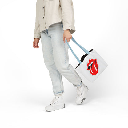 Rock & Roll Tongue Canvas Tote Bag — Retro Lip Graphic