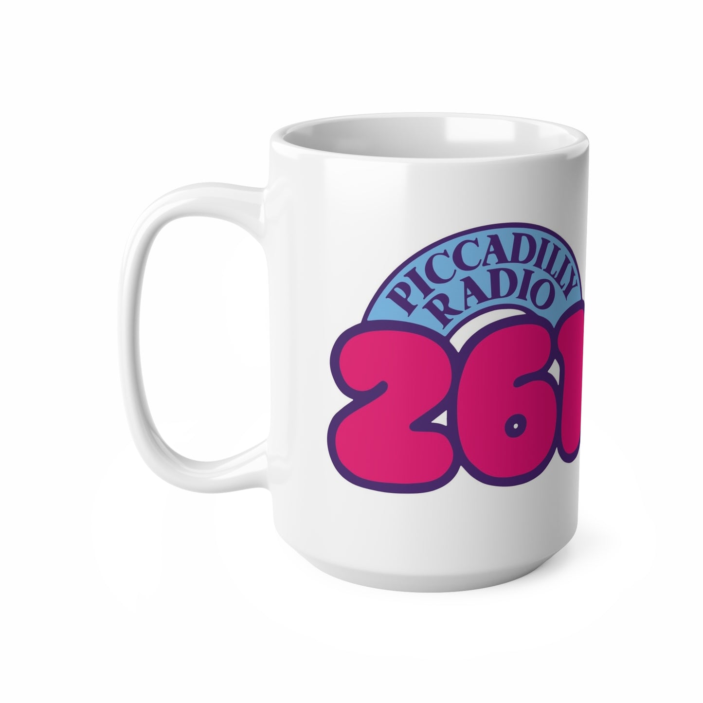 Piccadilly Radio 261 Retro Logo Mug — 11oz & 15oz Ceramic Coffee Cup