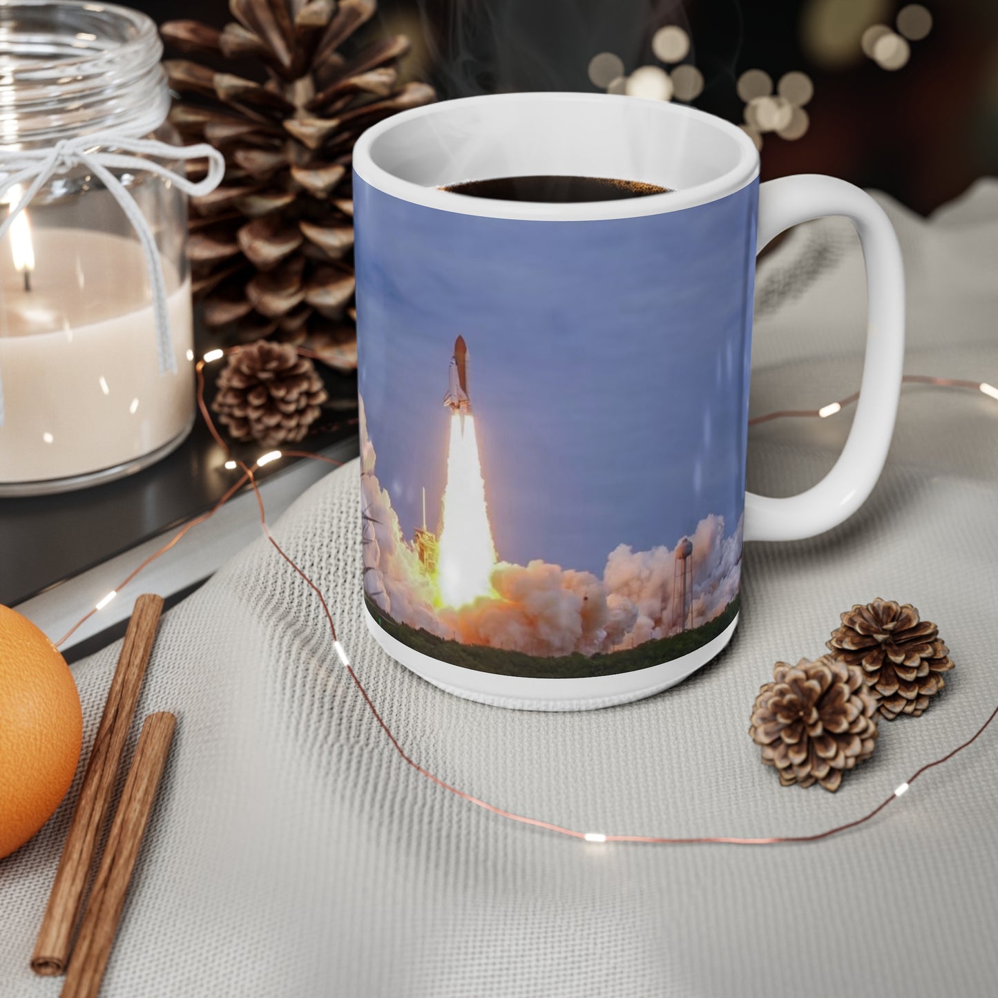 Space Shuttle Rocket Launch Ceramic Mug — Space Shuttle Coffee Cup (11oz & 15oz)