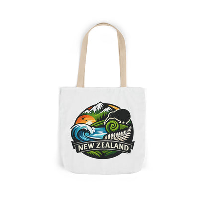 New Zealand Scenic Tote Bag — Kiwi, Mountains & Waves Canvas Tote