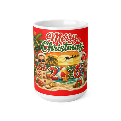 Christmas Beach Mug — "Merry Christmas 2026" Holiday Coffee Cup