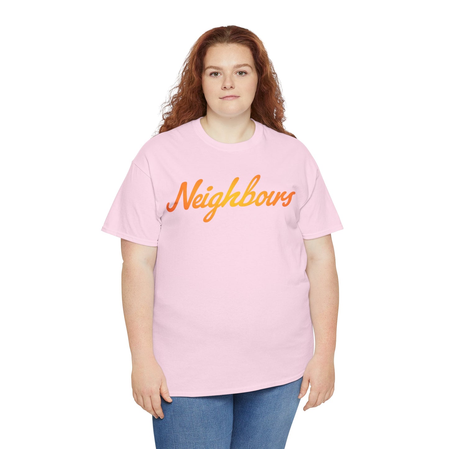 Neighbours Script T‑Shirt — Retro Orange Neighborhood Tee