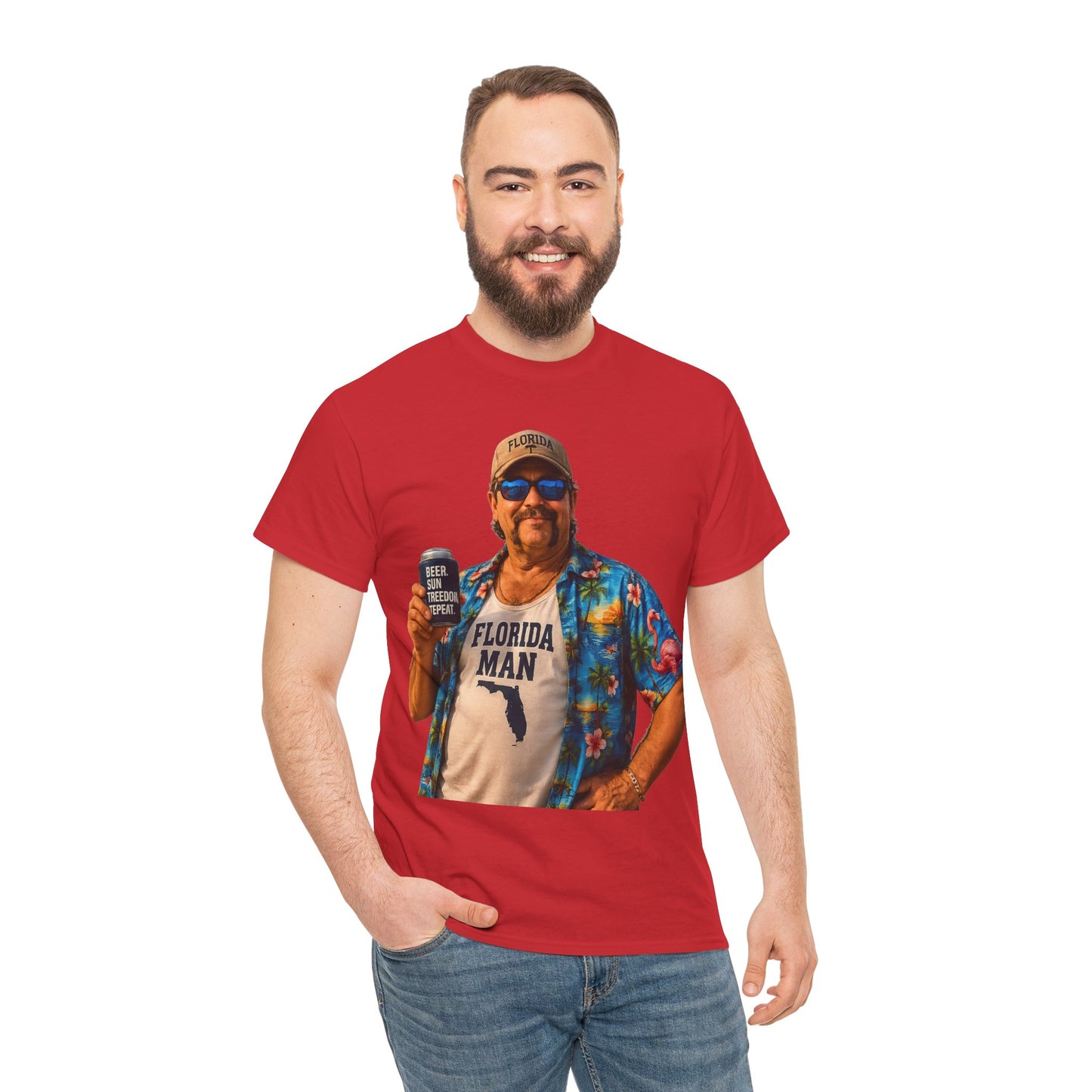 Florida Man Graphic Tee — Funny Vacation Shirt with Hawaiian Shirt Design