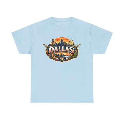 Dallas Skyline Retro Tee — Vintage Cityscape T‑Shirt with 'Dallas' Graphic