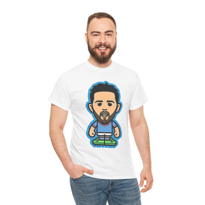 Bernardo Silva Manchester City Legend Graphic Tee — Player Cartoon Front & Tribute Poster Back