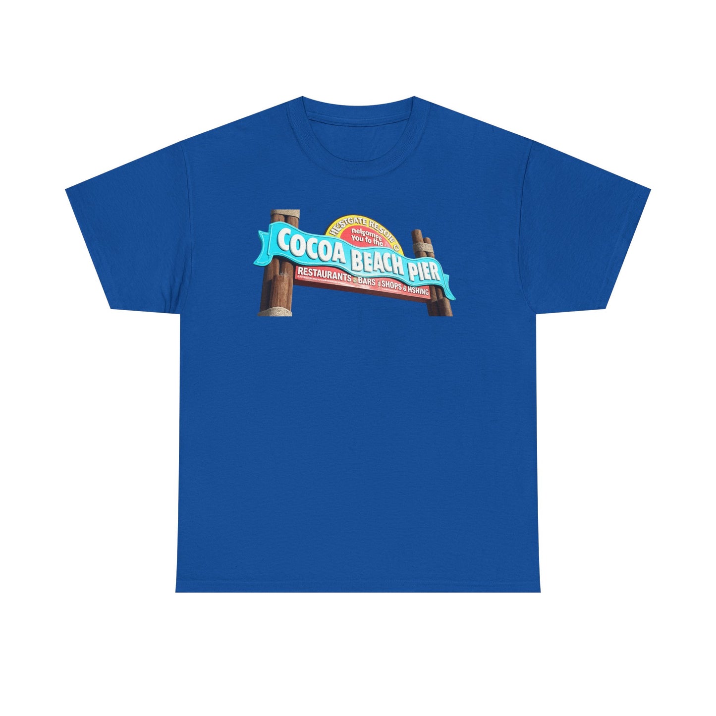 Cocoa Beach Pier T‑Shirt — Retro Beach Sign Vacation Tee