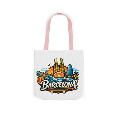 Barcelona Skyline Canvas Tote Bag — Colorful Travel Souvenir Tote