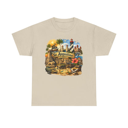 St. Augustine Florida Vintage Travel Tee — Retro Beach & Lighthouse Souvenir T-Shirt