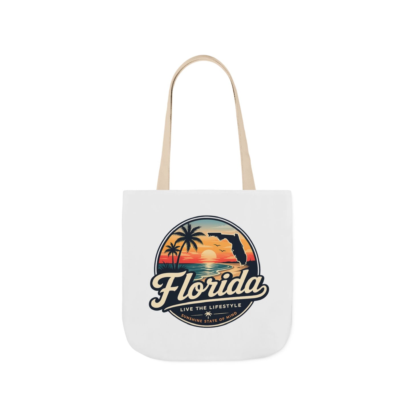 Florida Sunset Canvas Tote Bag — Retro Palm Beach Design