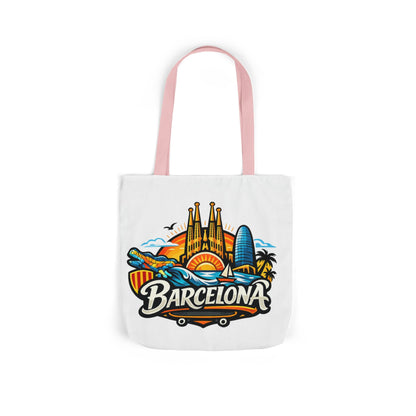 Barcelona Skyline Canvas Tote Bag — Colorful Travel Souvenir Tote