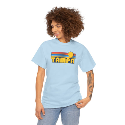 Tampa Retro Sunset T-Shirt — Vintage 70s Striped Beach Tee