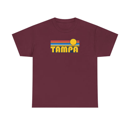 Tampa Retro Sunset T-Shirt — Vintage 70s Striped Beach Tee