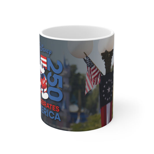 Disney Mickey 'Celebrates America' Flag Mug — Patriotic 11oz & 15oz Coffee Cup