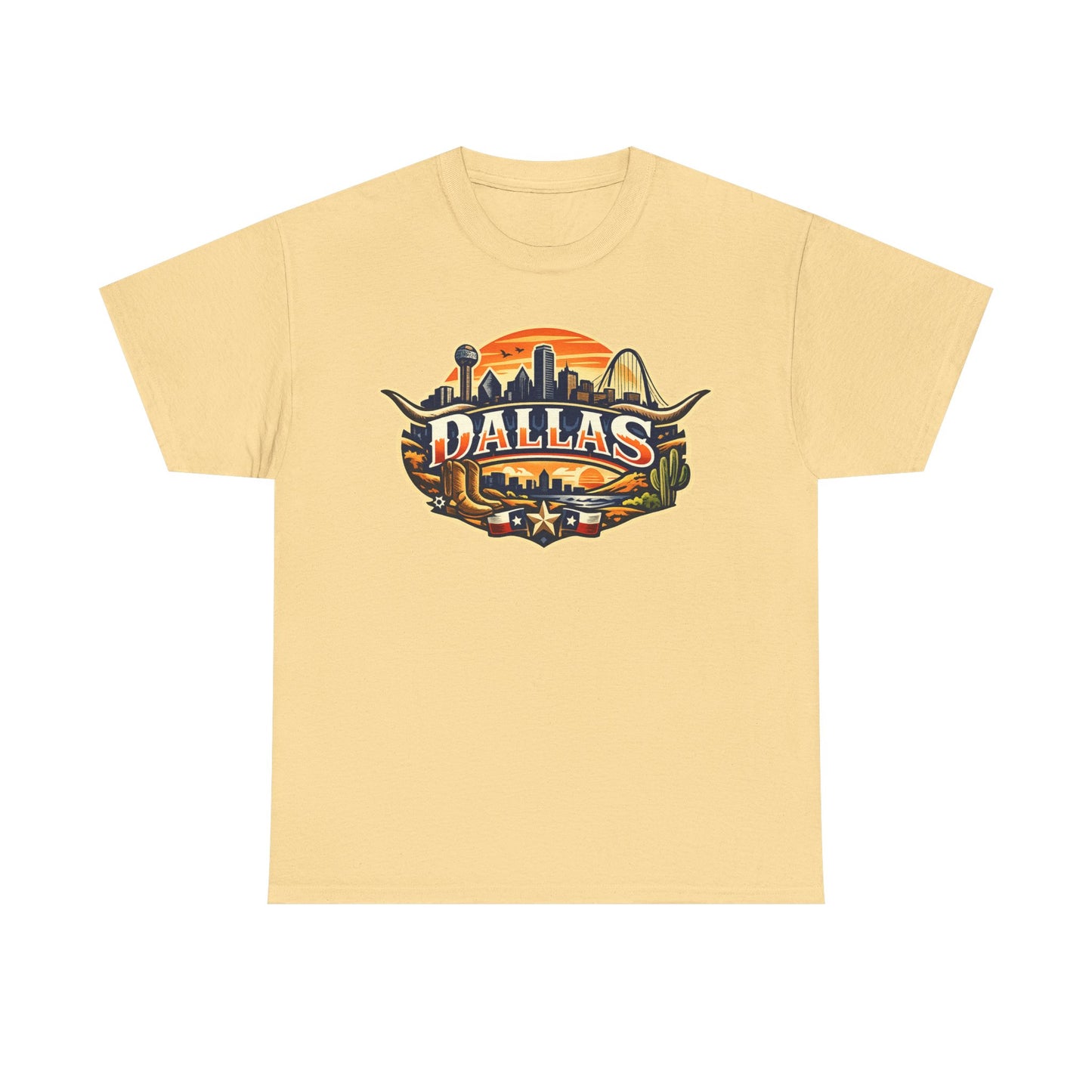 Dallas Skyline Retro Tee — Vintage Cityscape T‑Shirt with 'Dallas' Graphic