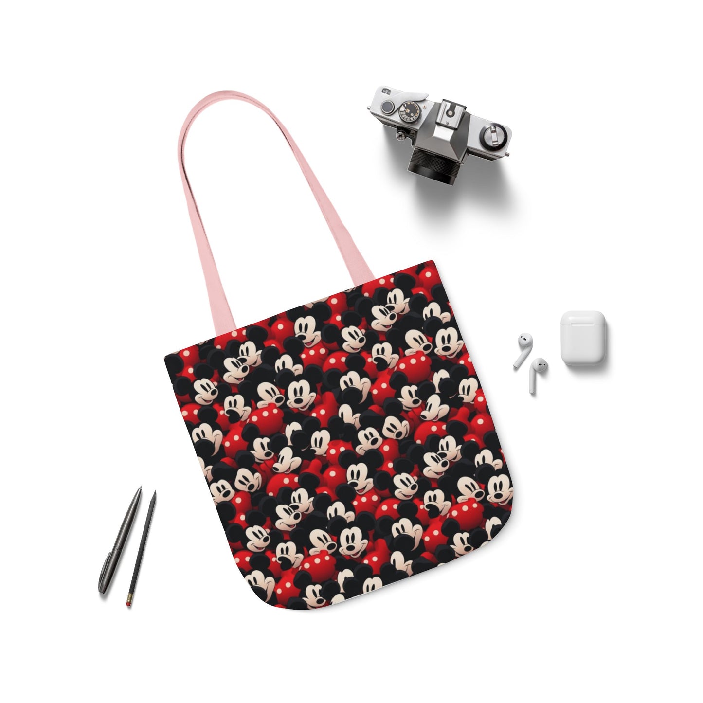 Mickey Mouse Canvas Tote — Retro Cartoon Character Allover Print