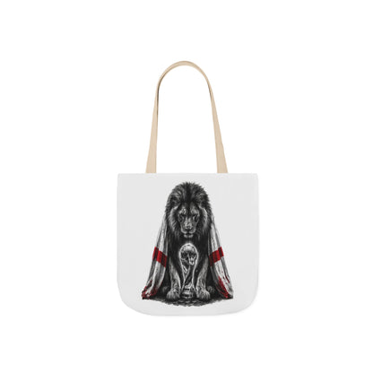 England Lion Guardian Canvas Tote — Protective Lion & Cub Illustration Tote Bag