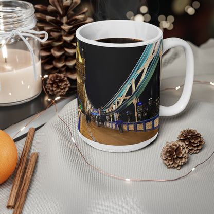 London Tower Bridge Night Photo Mug — Ceramic Coffee Cup, 11oz & 15oz