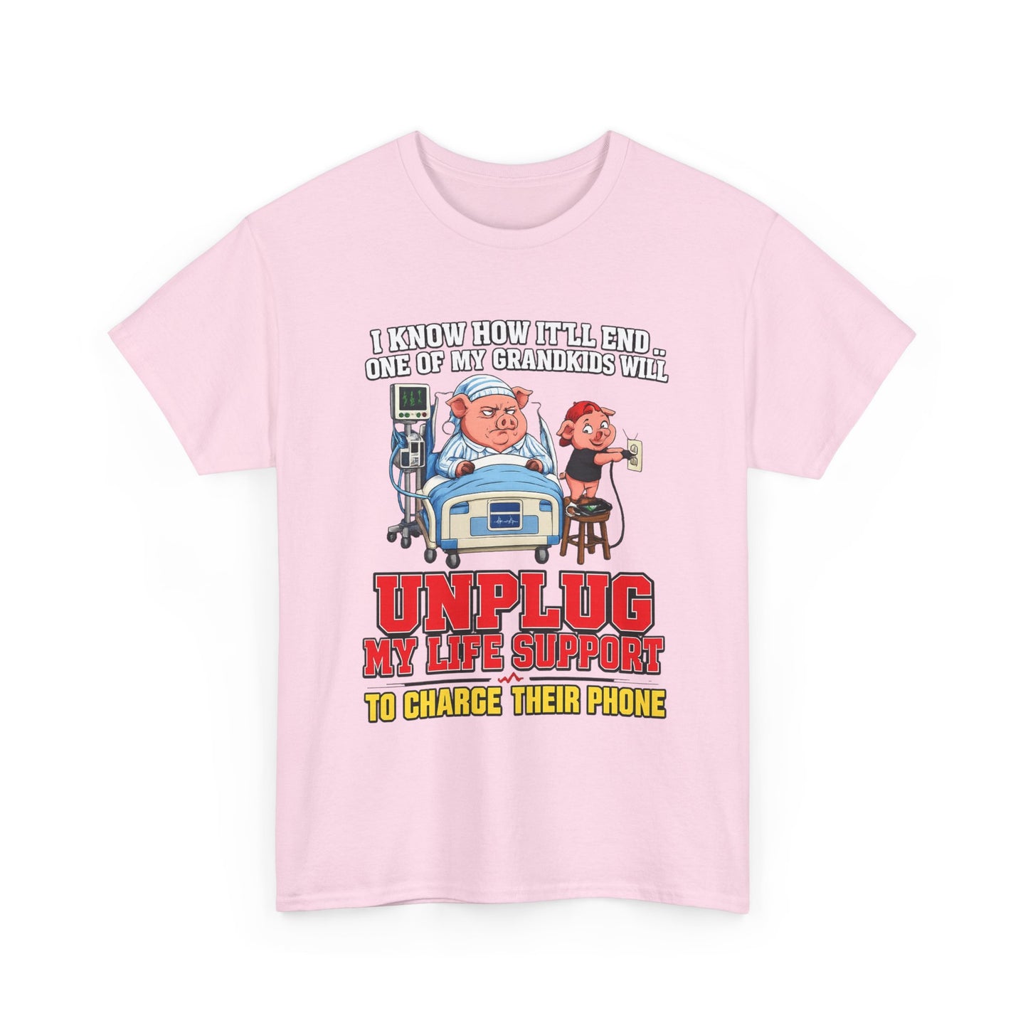 Funny Grandpa T-Shirt - "Unplug My Life Support to Charge Their Phone" Grandpa Humor Tee