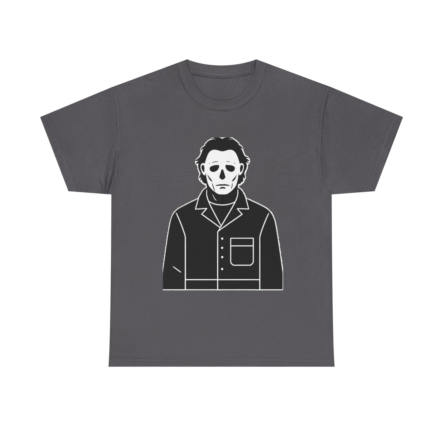 Michael Myers Outline Horror T-Shirt — Minimal Halloween Mask Tee