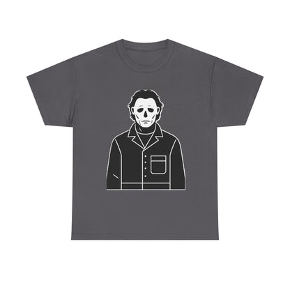Michael Myers Outline Horror T-Shirt — Minimal Halloween Mask Tee