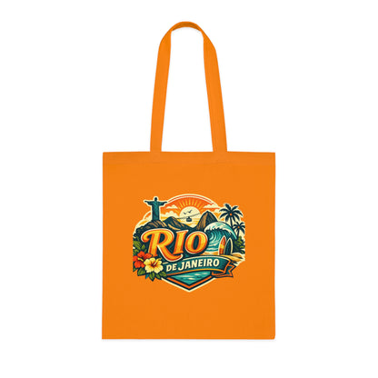 Rio de Janeiro / West Palm Beach Beach Tote — Retro Tropical Cotton Tote Bag