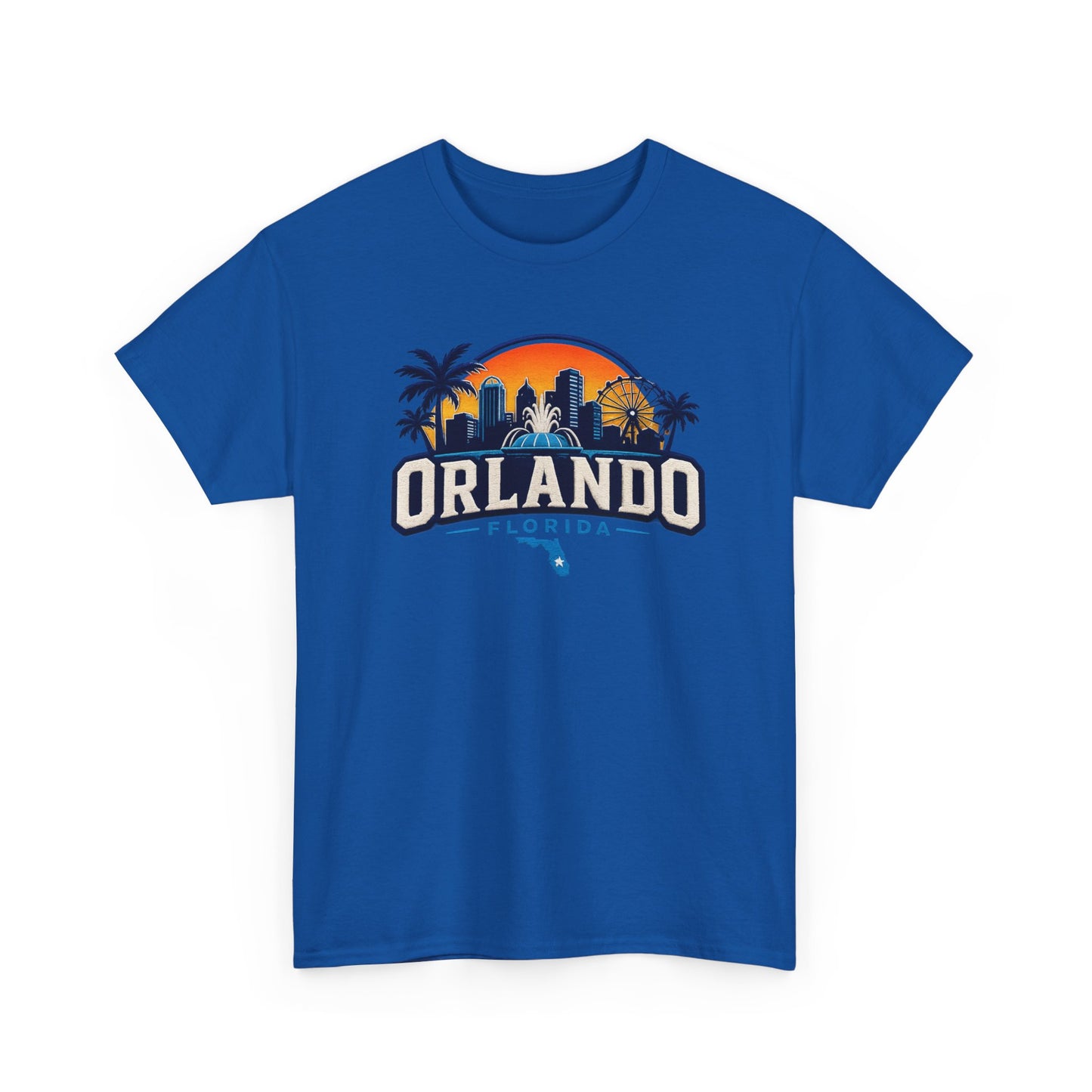 Orlando Florida Sunset T-Shirt — Retro Skyline & Palm Tree Vacation Tee