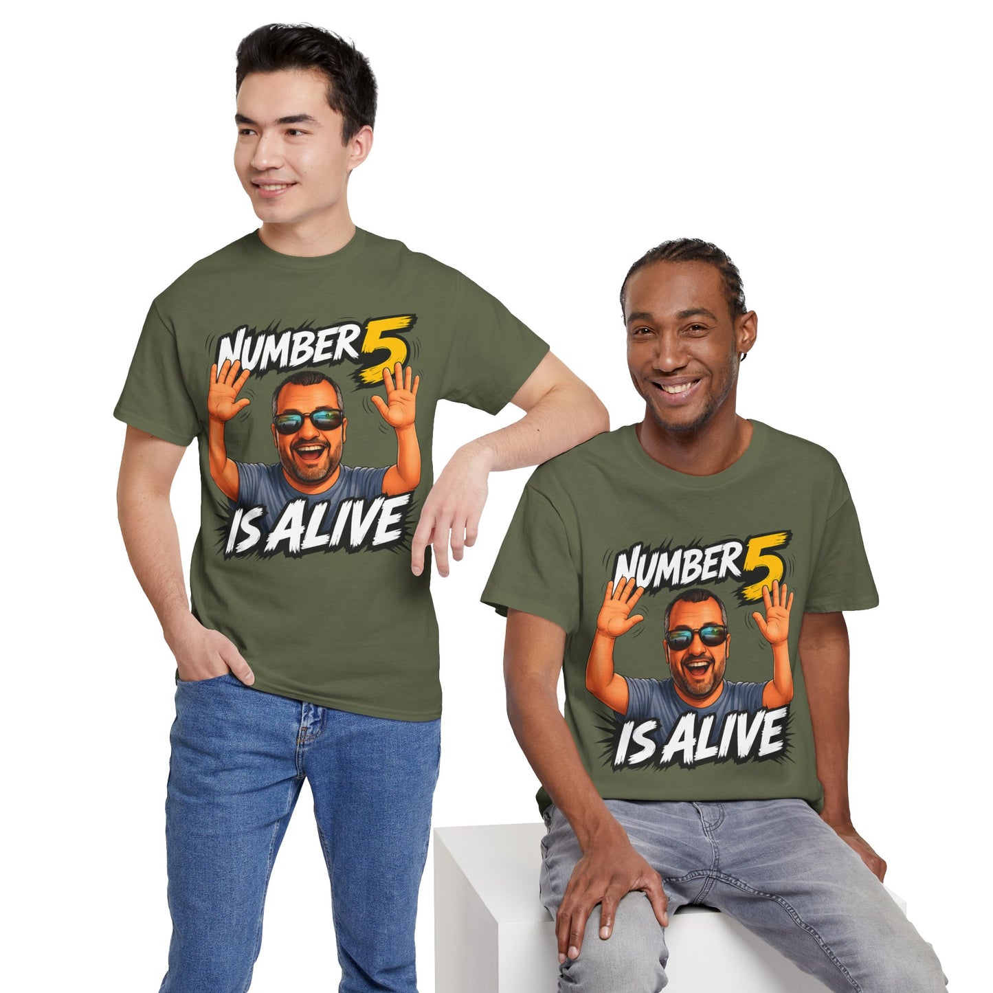 Number 5 Is Alive Graphic Tee — Funny Meme Face T‑Shirt