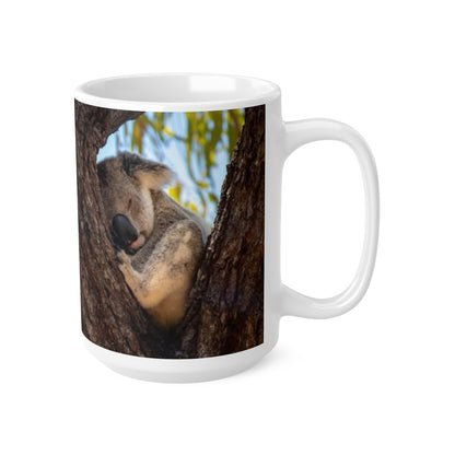 Koala in Tree Ceramic Coffee Mug — 11oz & 15oz Cute Wildlife Photo Mug