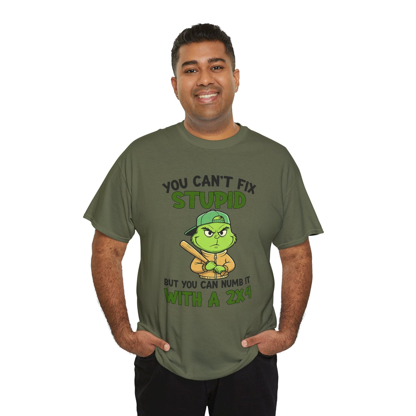 Funny Carpenter T‑Shirt — "You Can't Fix Stupid But You Can Numb It With a 2x4"