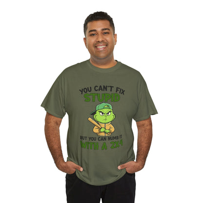 Funny Carpenter T‑Shirt — "You Can't Fix Stupid But You Can Numb It With a 2x4"
