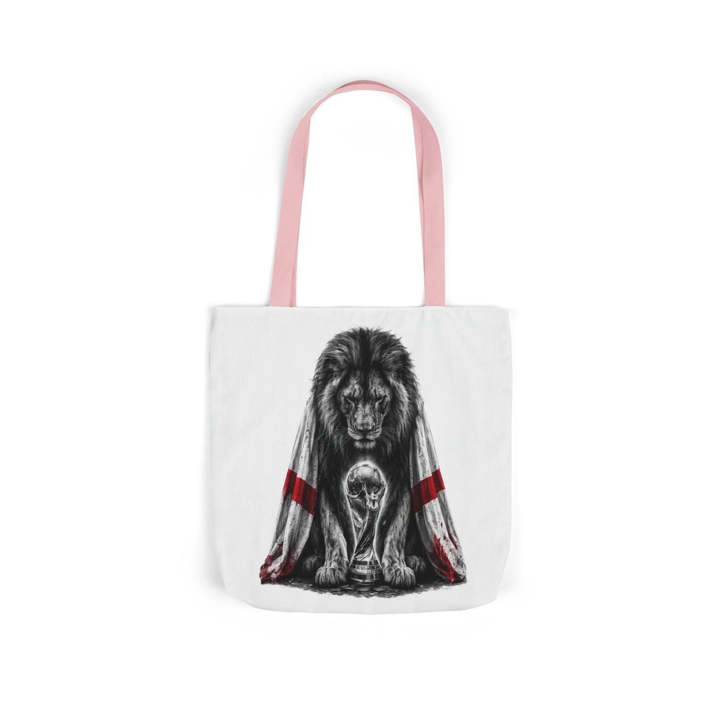 England Lion Guardian Canvas Tote — Protective Lion & Cub Illustration Tote Bag