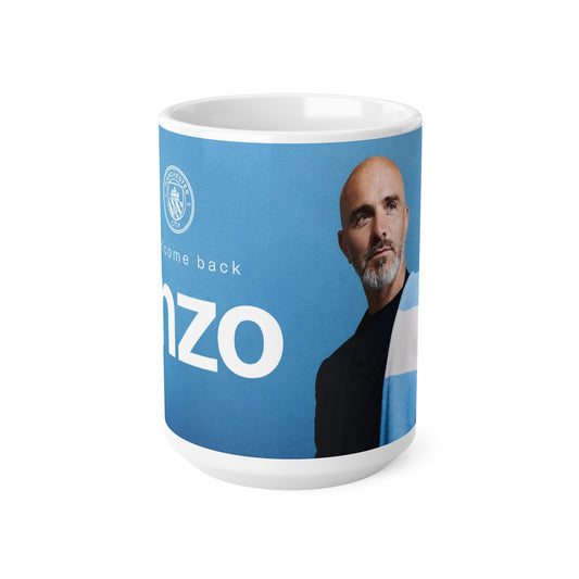 Enzo Maresca Manchester City Welcome Back Coffee Mug — Blue Ceramic 11oz & 15oz