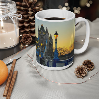 London Tower Bridge Photo Mug – Sunrise Cityscape Ceramic Coffee Cup (11oz, 15oz)
