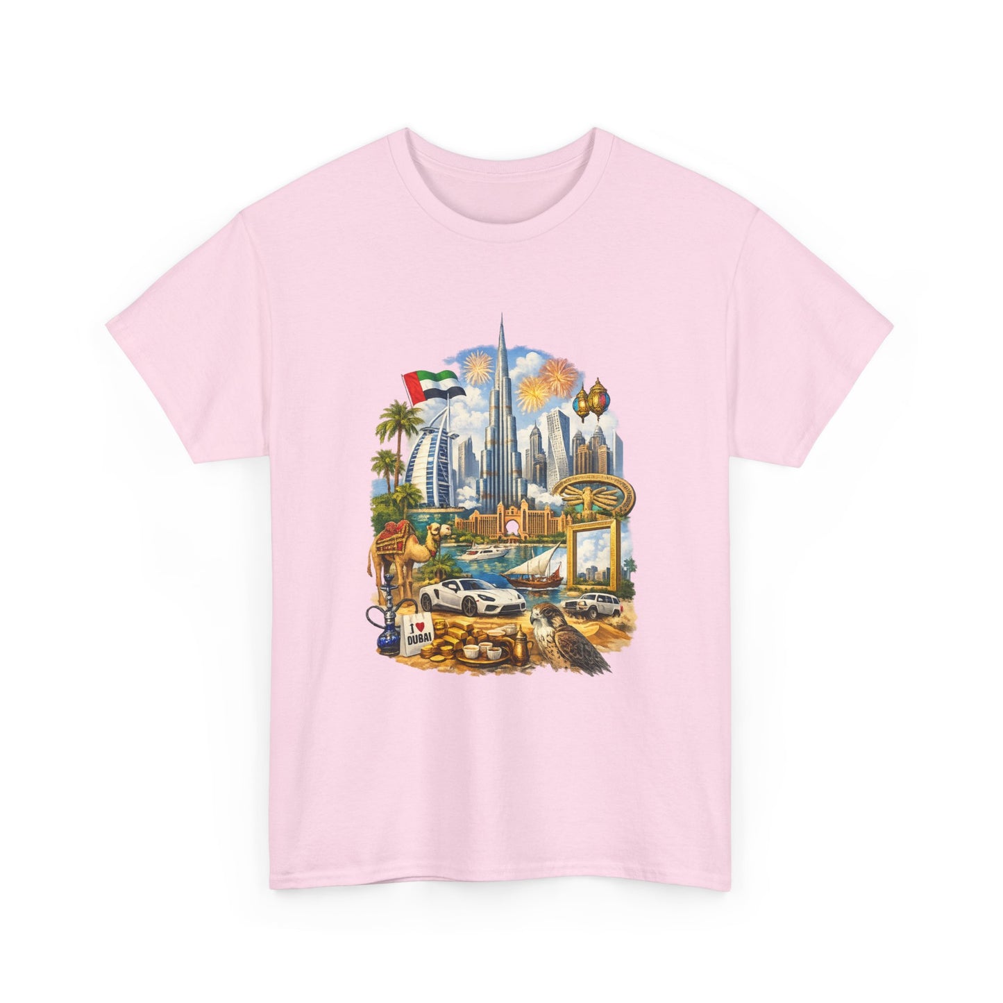 Dubai Skyline Beach Vacation T-Shirt – Retro Travel Collage Tee