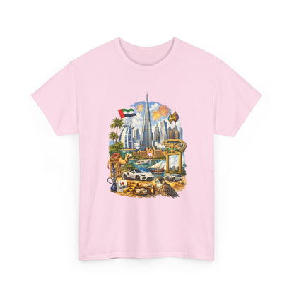 Dubai Skyline Beach Vacation T-Shirt – Retro Travel Collage Tee