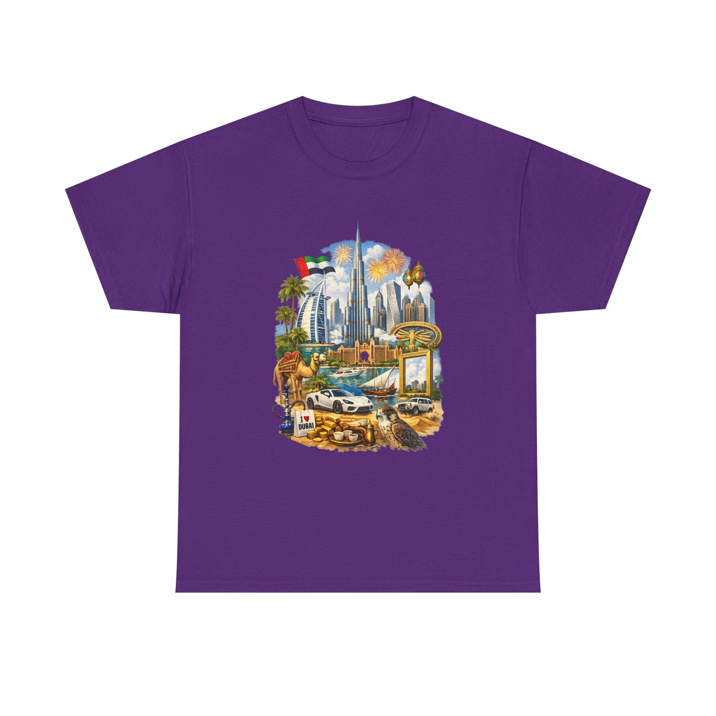 Dubai Skyline Beach Vacation T-Shirt – Retro Travel Collage Tee