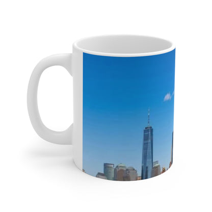 New York Skyline Ceramic Mug – Statue of Liberty & One World Trade Center, 11oz/15oz