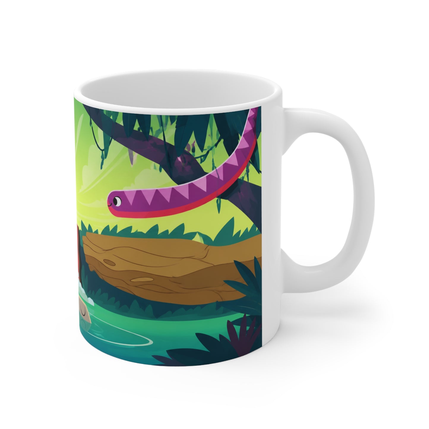Giraffe Rainbow Waterfall Ceramic Coffee Mug — Cute Jungle Animal 11oz/15oz