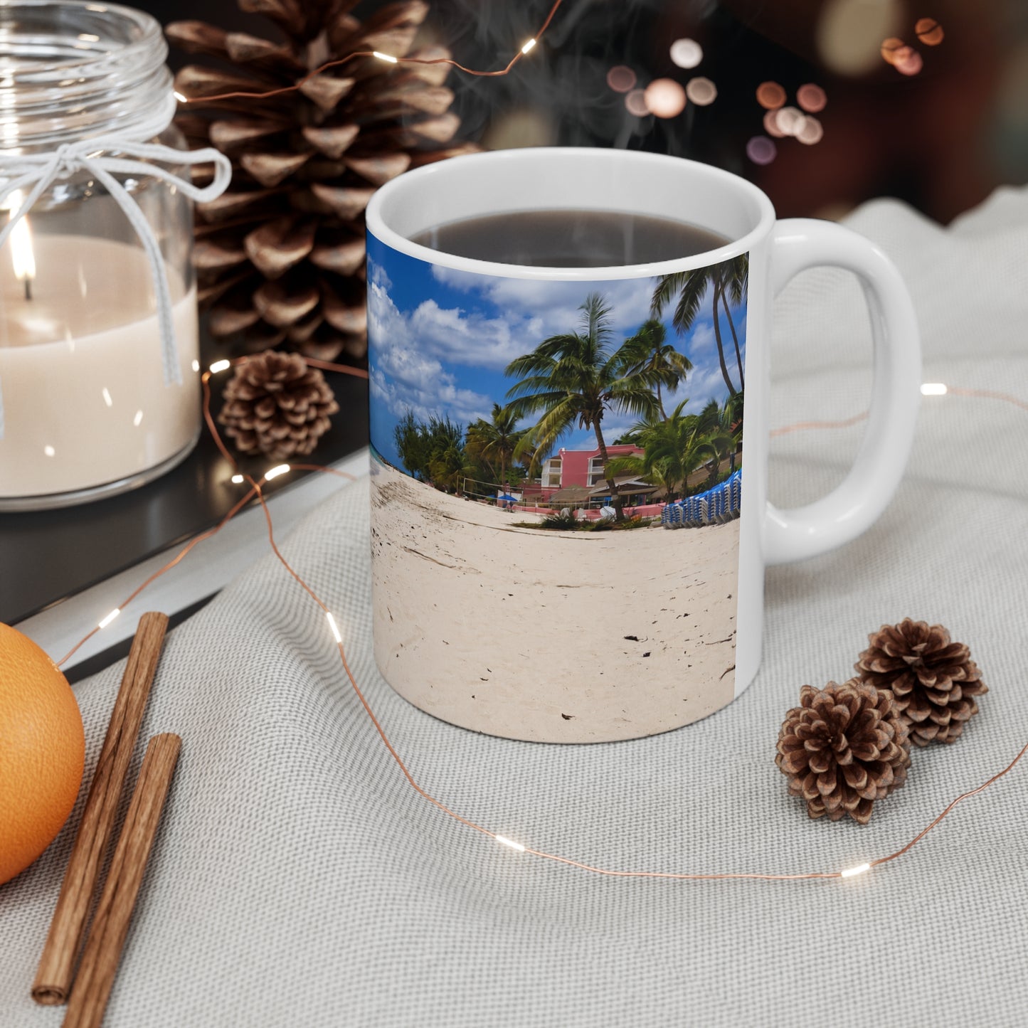 Barbados Tropical Beach Ceramic Mug — Scenic Ocean Photo Coffee Cup (11oz, 15oz)