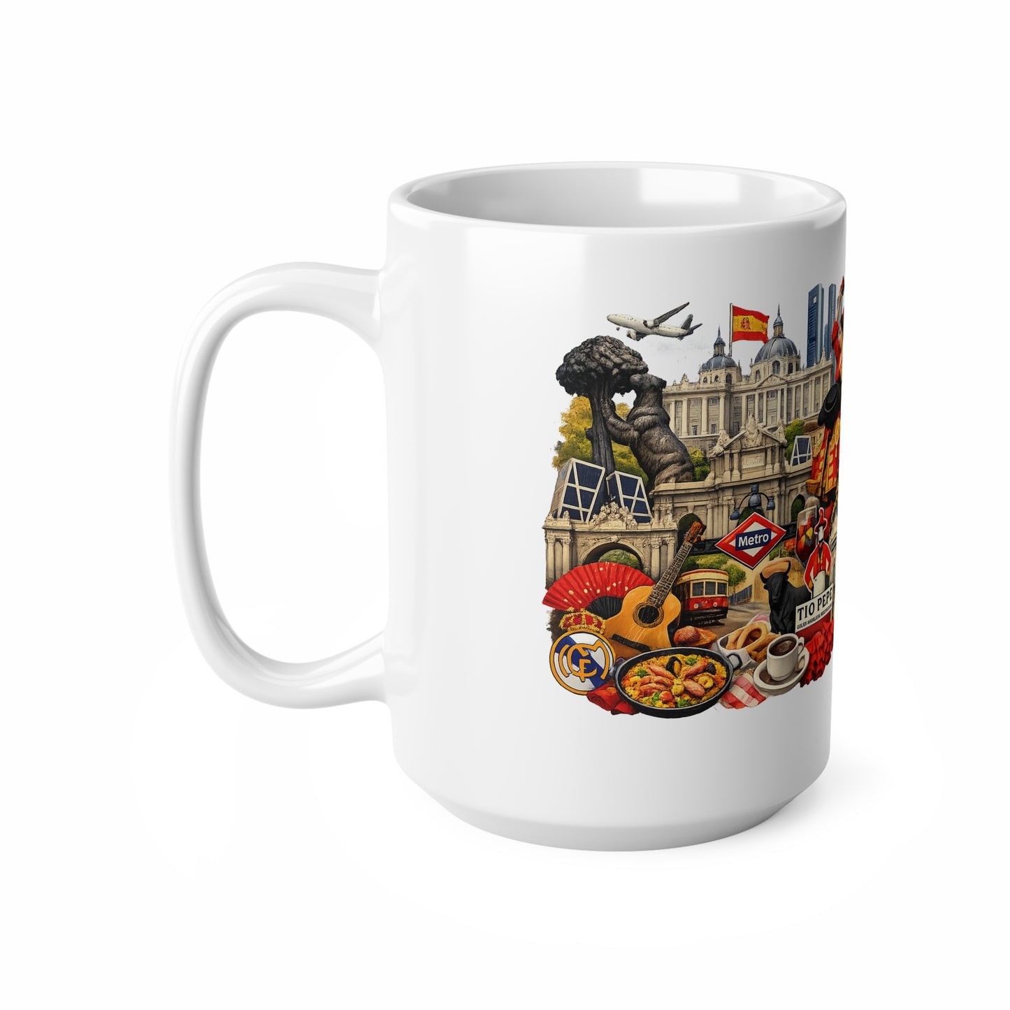 Spain Souvenir Mug — Spanish Landmarks & Cuisine Ceramic Coffee Cup (11oz/15oz)