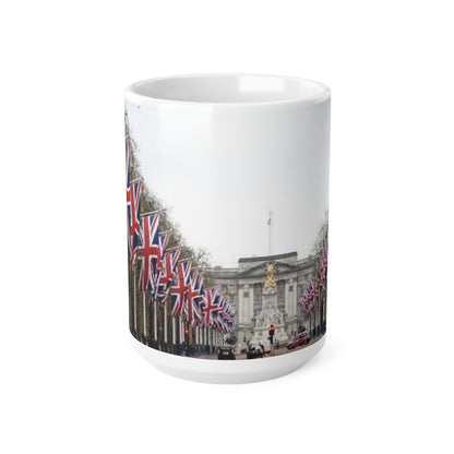 Union Jack Street Scene Ceramic Coffee Mug — 11oz & 15oz