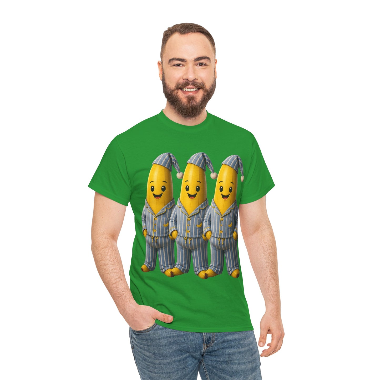 Bananas in Pyjamas – Three Smiling Bananas in Striped Pajamas Graphic T-Shirt