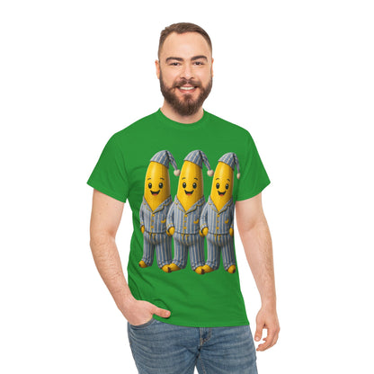 Bananas in Pyjamas – Three Smiling Bananas in Striped Pajamas Graphic T-Shirt